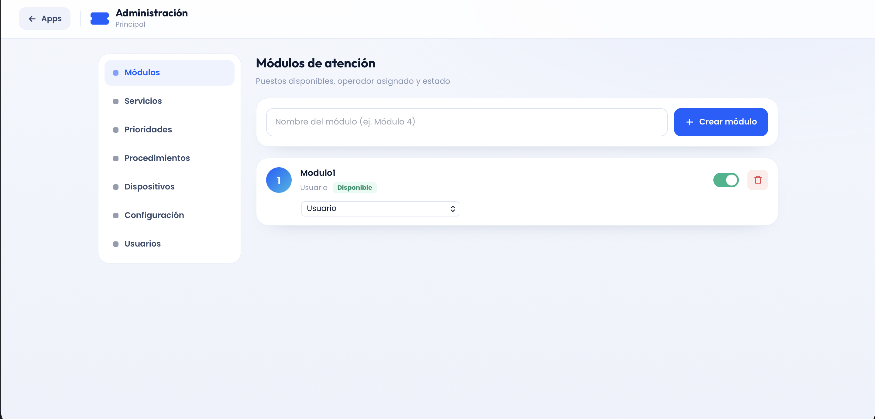 Interfaz de Administración de Sede en Digiturnos