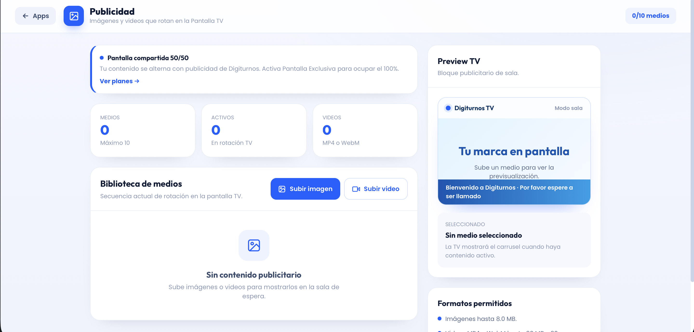 Interfaz de Ticker, Publicidad Lite y Publicidad Pro en Digiturnos