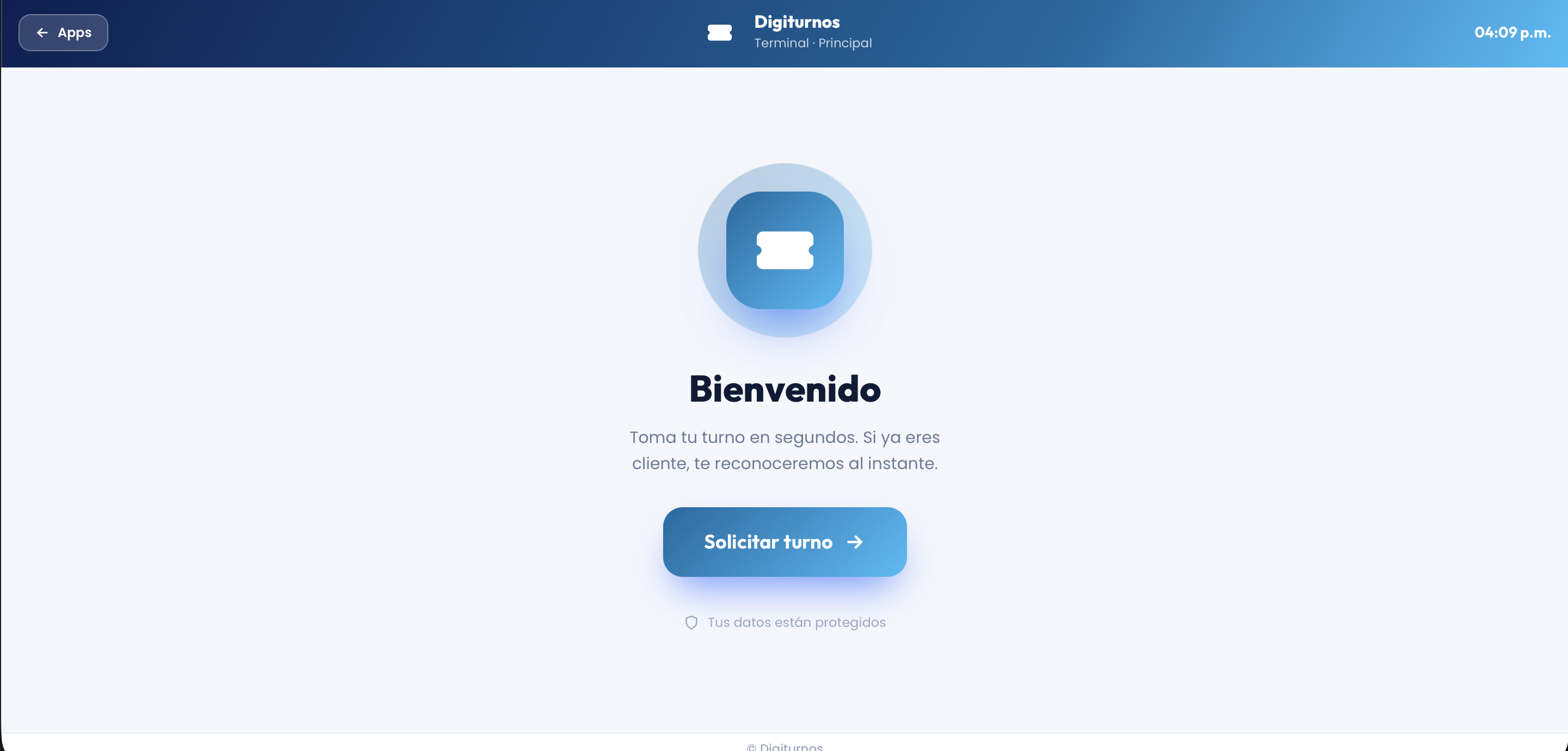 Interfaz de Seguimiento del turno y encuesta pública en Digiturnos